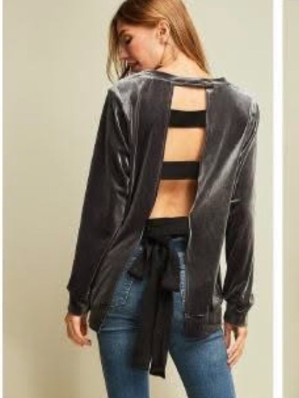 Entro Velvet Open Back Top
